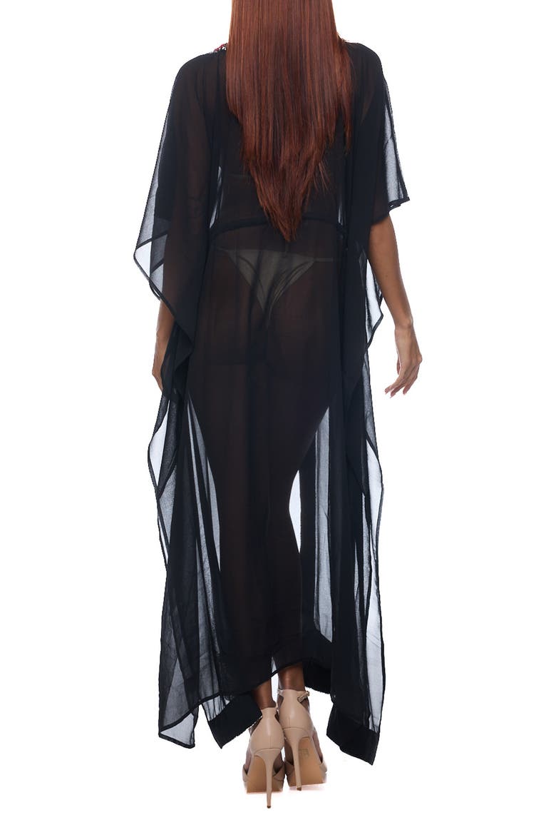 Embellished Longline Cover-Up Duster, Alternate, color, BLACK