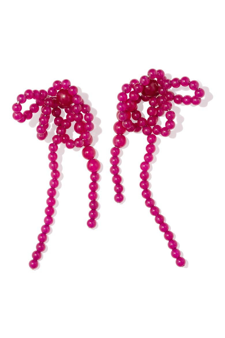 Chalcedony Beaded Drop Earrings, Main, color, PINK