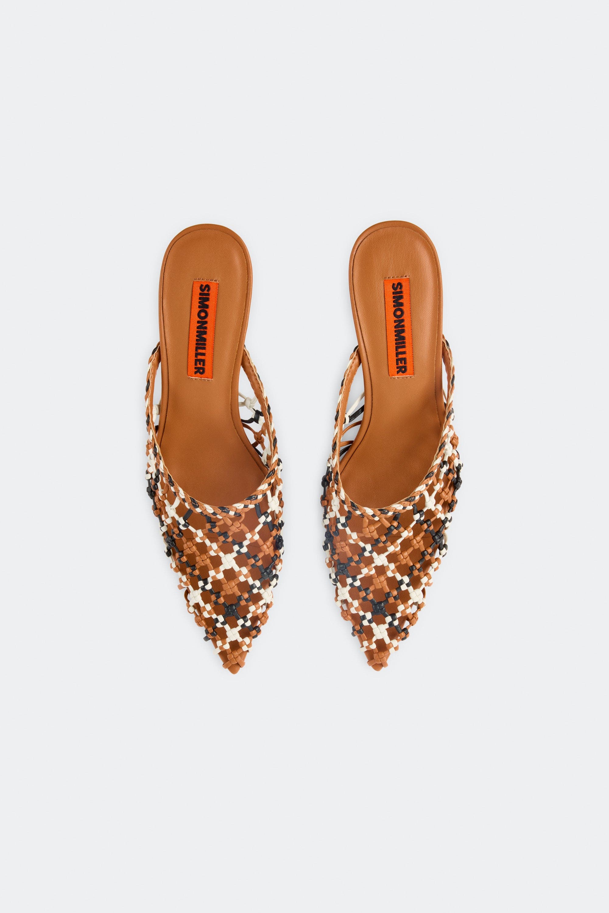 Simon Miller Knotted Gala Mule Kitten Heel, Alternate, color, Chestnut Multi