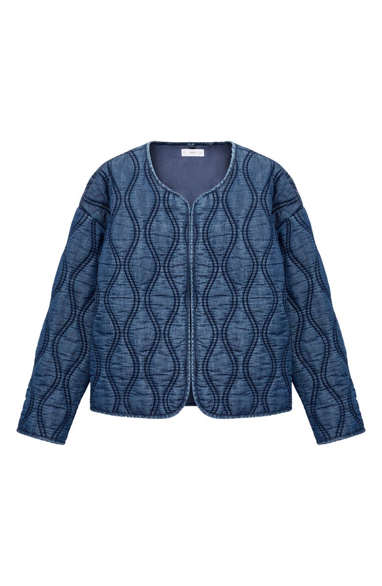 MANGO TEEN Padded Denim Liner Jacket, Alternate, color, Dark Blue