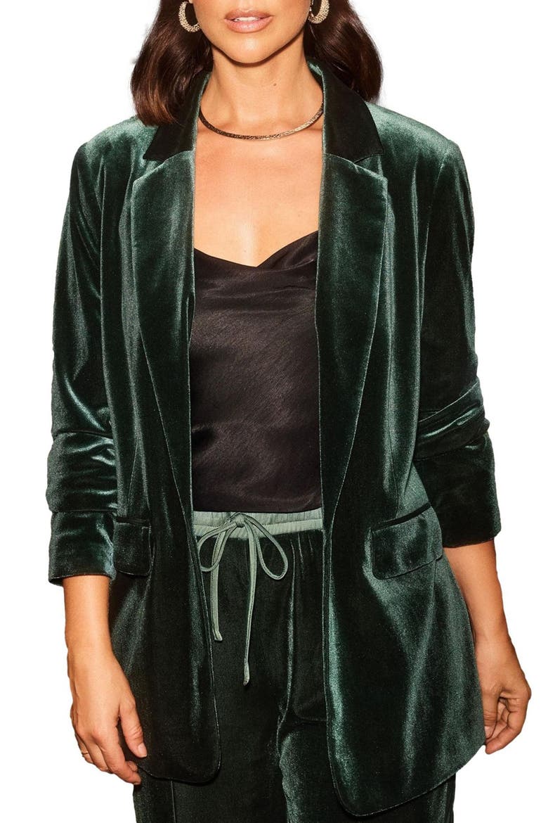 Shimmer Velvet Blazer, Main, color, GREEN