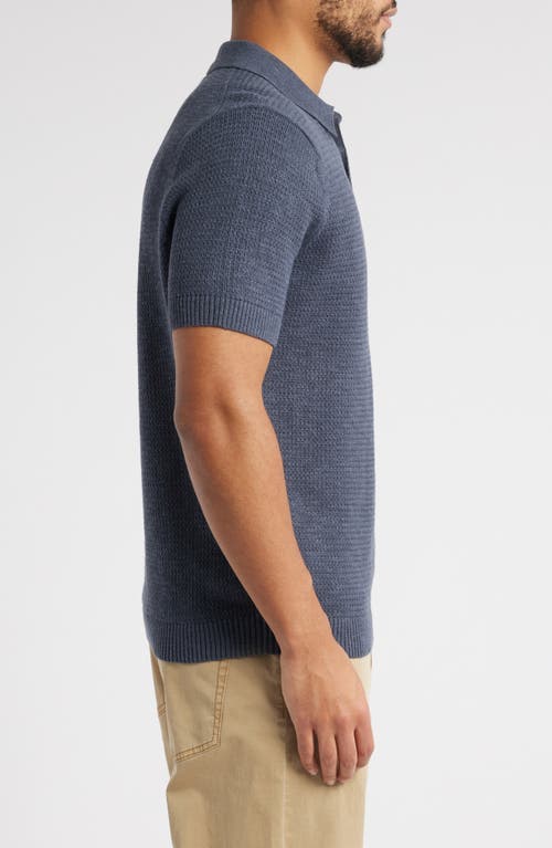 Treasure & Bond Textured Linen & Cotton Polo Sweater In Navy India Ink