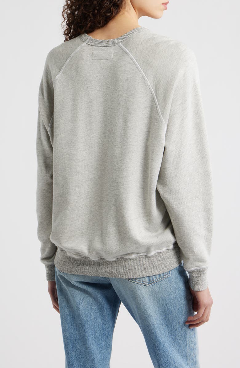 THE GREAT. College Raglan Sleeve Cotton Graphic Sweatshirt, Alternate, color, Soft Heather Grey