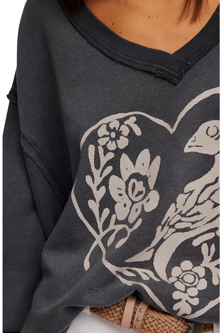 WTF Venice Oversize Cotton Blend Graphic Sweatshirt, Alternate, color, BLACK BIRD COMBO