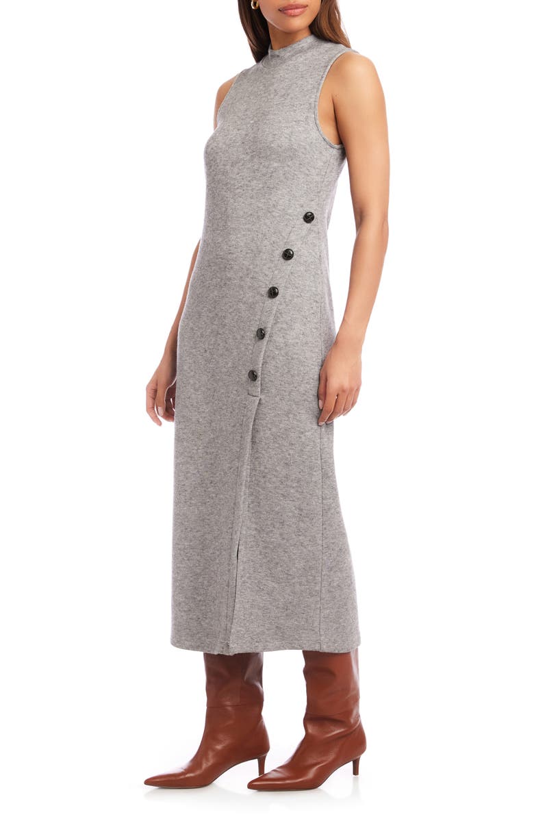 FIFTEEN TWENTY Lauren Button Detail Sleeveless Dress, Alternate, color, Gray