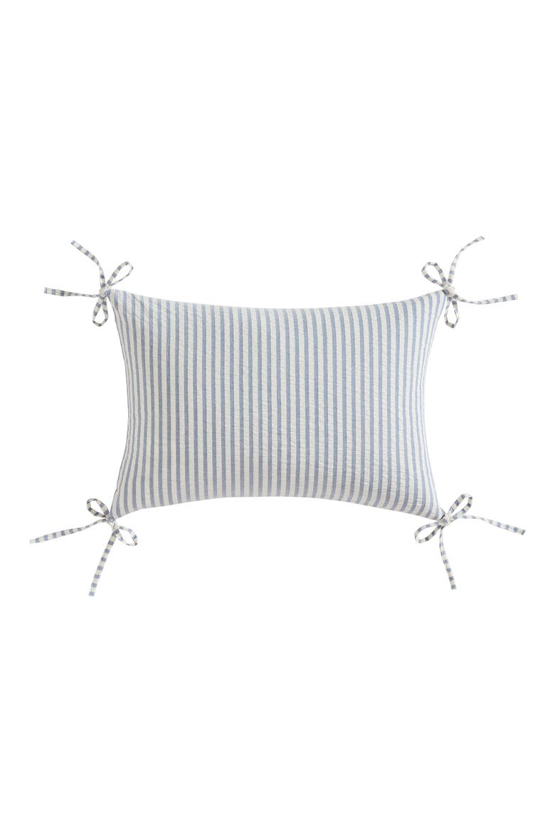 Seersucker Bow Pillow, Main, color, BLUE/ WHITE