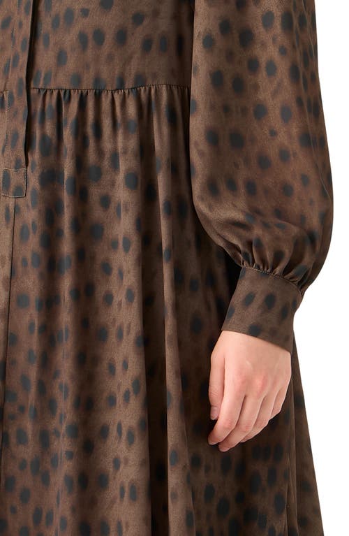 Akris Punto Leopard-print Viscose Georgette Midi Shirtdress In Brown