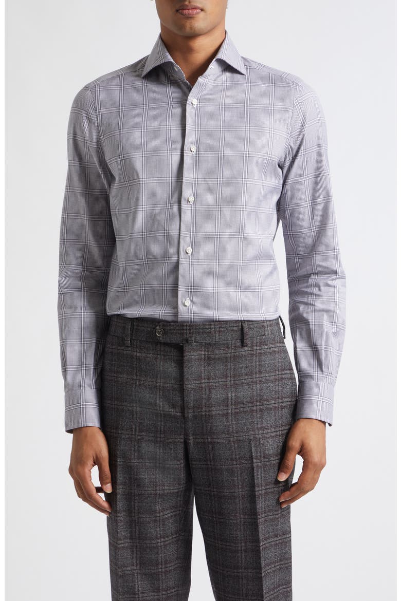 Sartorial Glencheck Button-Up Shirt, Main, color, GREY 01