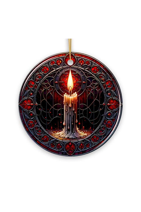 Dripping Candlelight Stained Glass Style Ornament