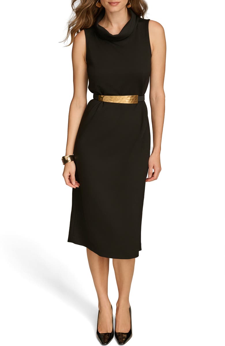 Donna Karan New York Belted Lighweight Scuba Midi Dress, Main, color,