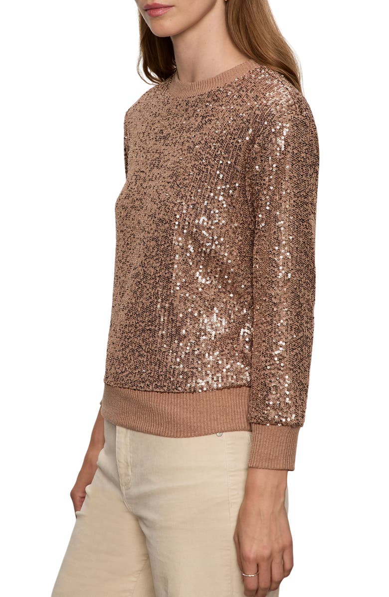 Sanctuary Relaxed Sparkle Knit Top, Alternate, color, Mocha