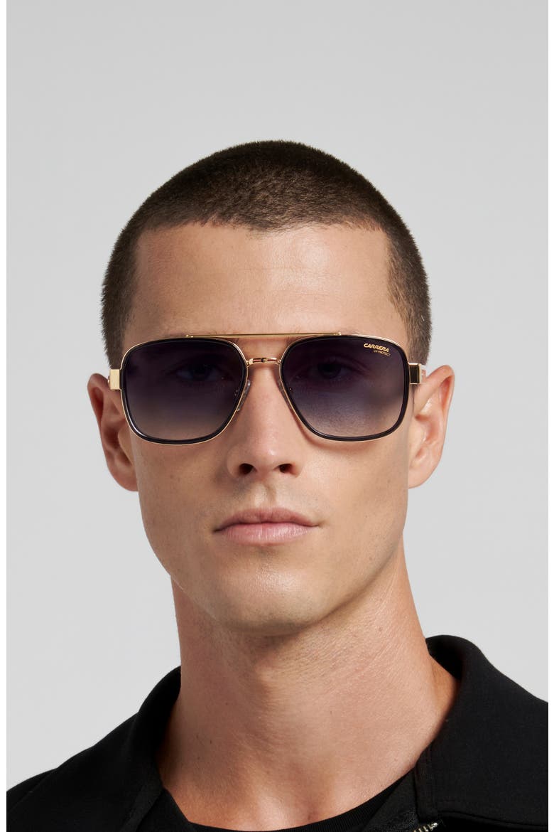 1092/S 58mm Gradient Rectangular Sunglasses, Alternate, color, BLACK/ DARK GREY SF