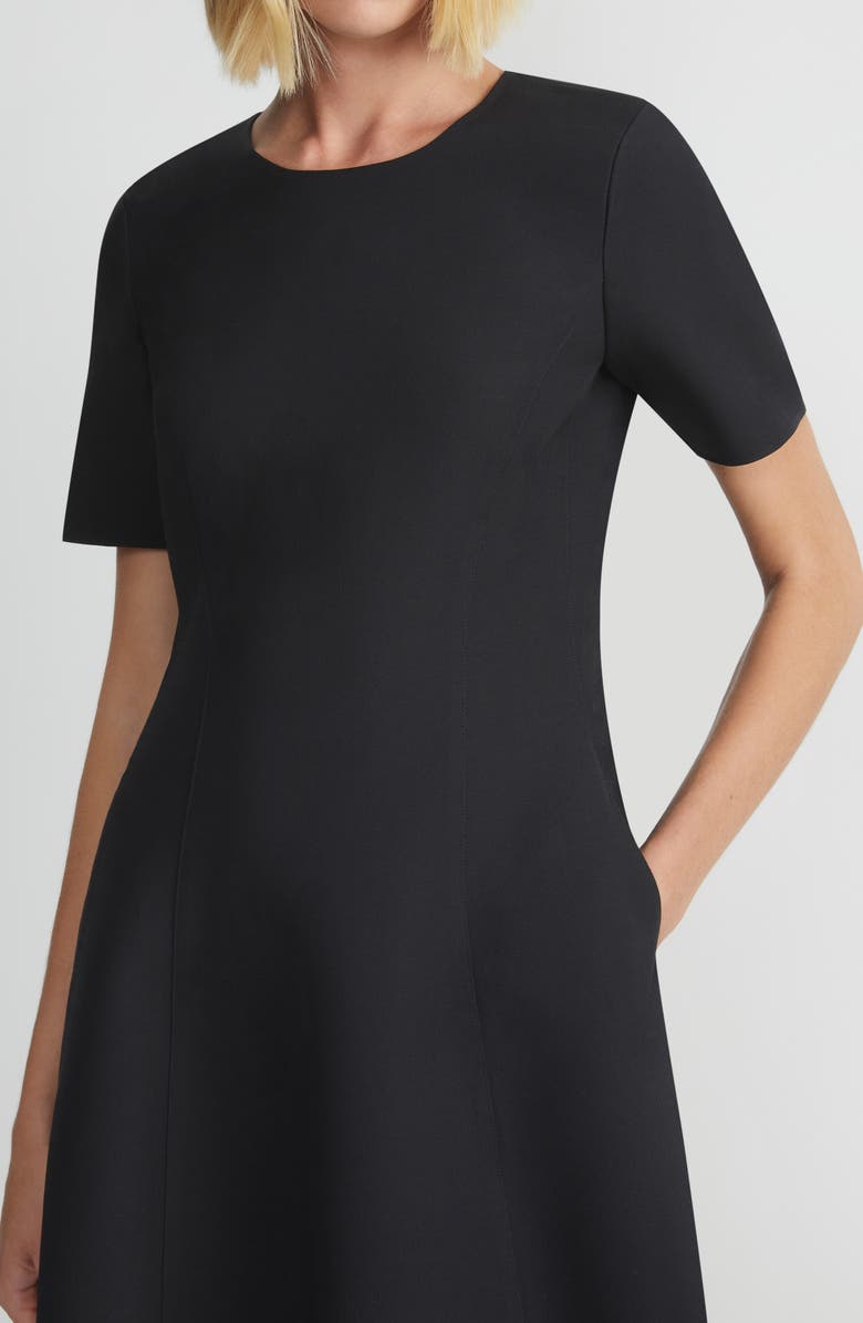 Lafayette 148 New York Short Sleeve Wool Blend Fit & Flare Dress, Alternate, color, Black