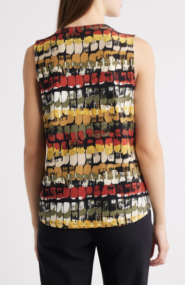 Anne Klein Printed Pleat Front Sleeveless Top, Alternate, color,