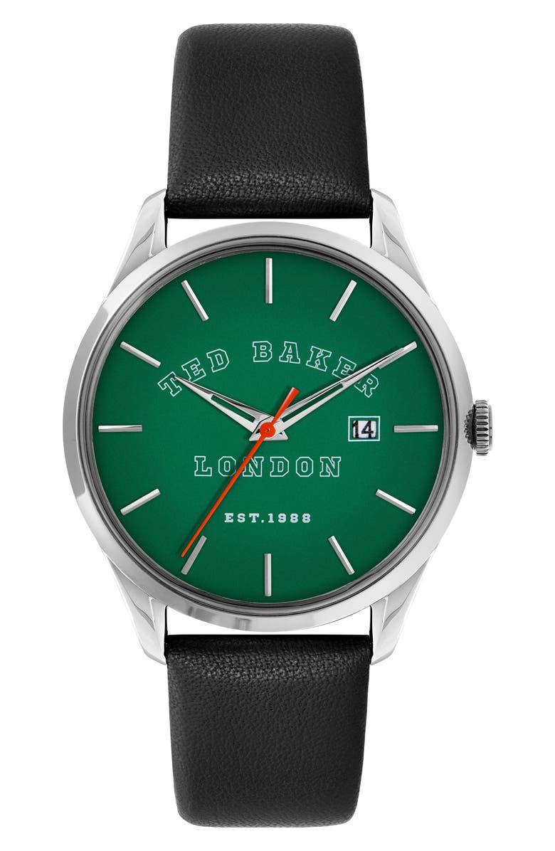 Ted Baker Leytonn Leather Strap Watch, 40mm, Main, color,