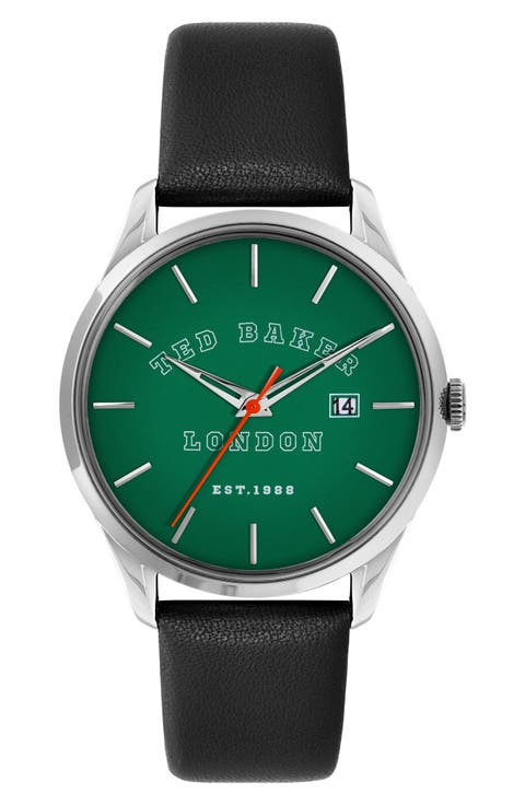 Leytonn Leather Strap Watch, 40mm