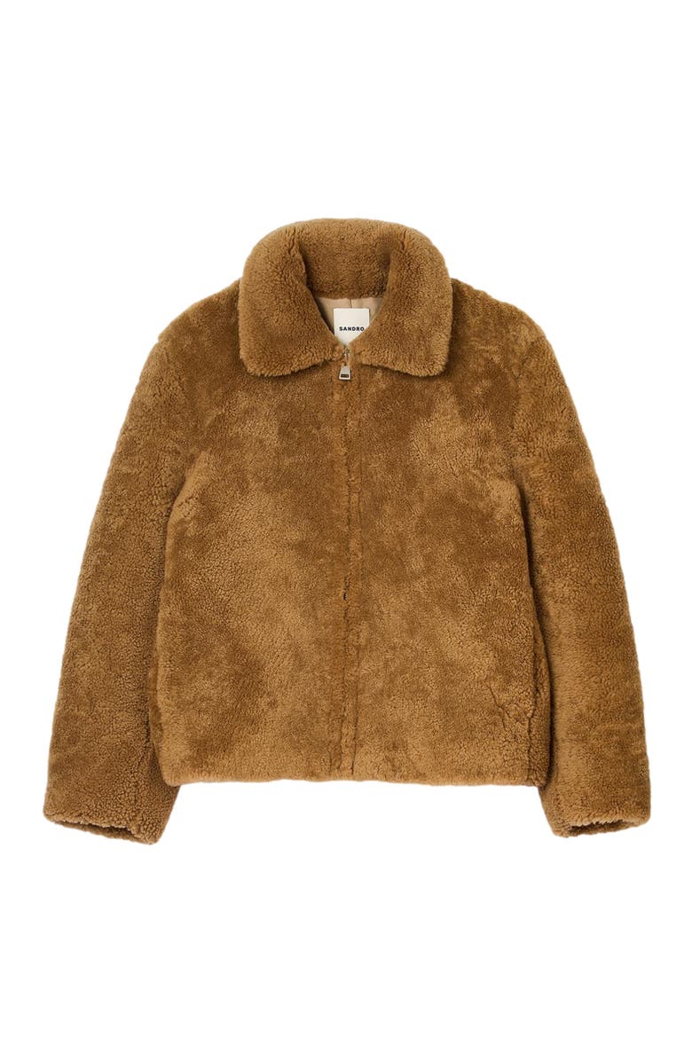 SANDRO Shearling jacket, Alternate, color, 