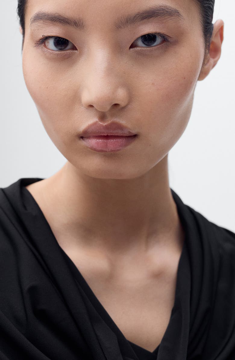 MANGO Drape Neck Top, Alternate, color, Black