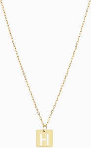 Oradina 14K Gold Initial Tile Petite Necklace