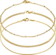 Adornia Set of 3 Tarnish Resistant 18K Gold Plated Chain Anklets