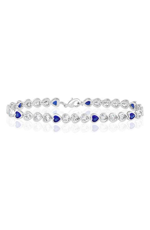 Bezel-Set Heart Cubic Zirconia Bracelet