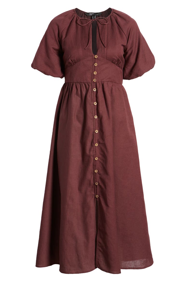 Isabella Button Front Linen & Organic Cotton Maxi Dress, Alternate, color, PURPLE