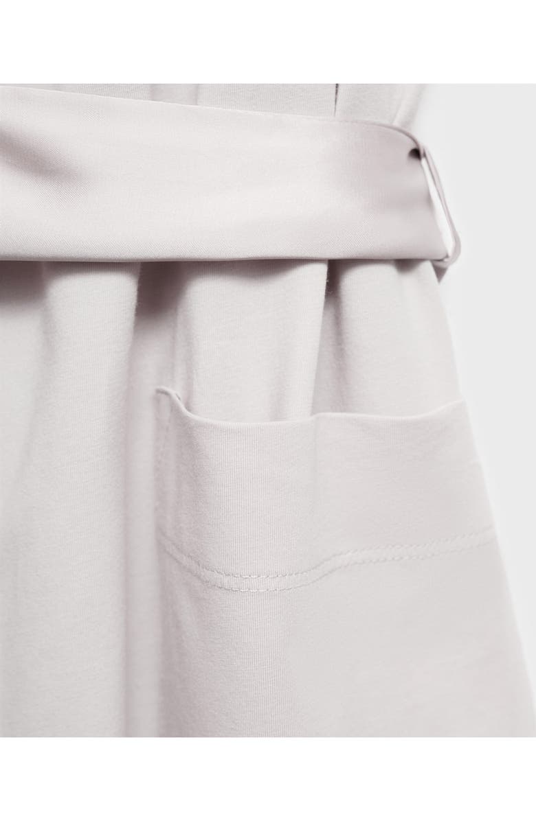 MANGO Satin Trim Cotton Blend Robe, Alternate, color, Light/ Pastel Grey