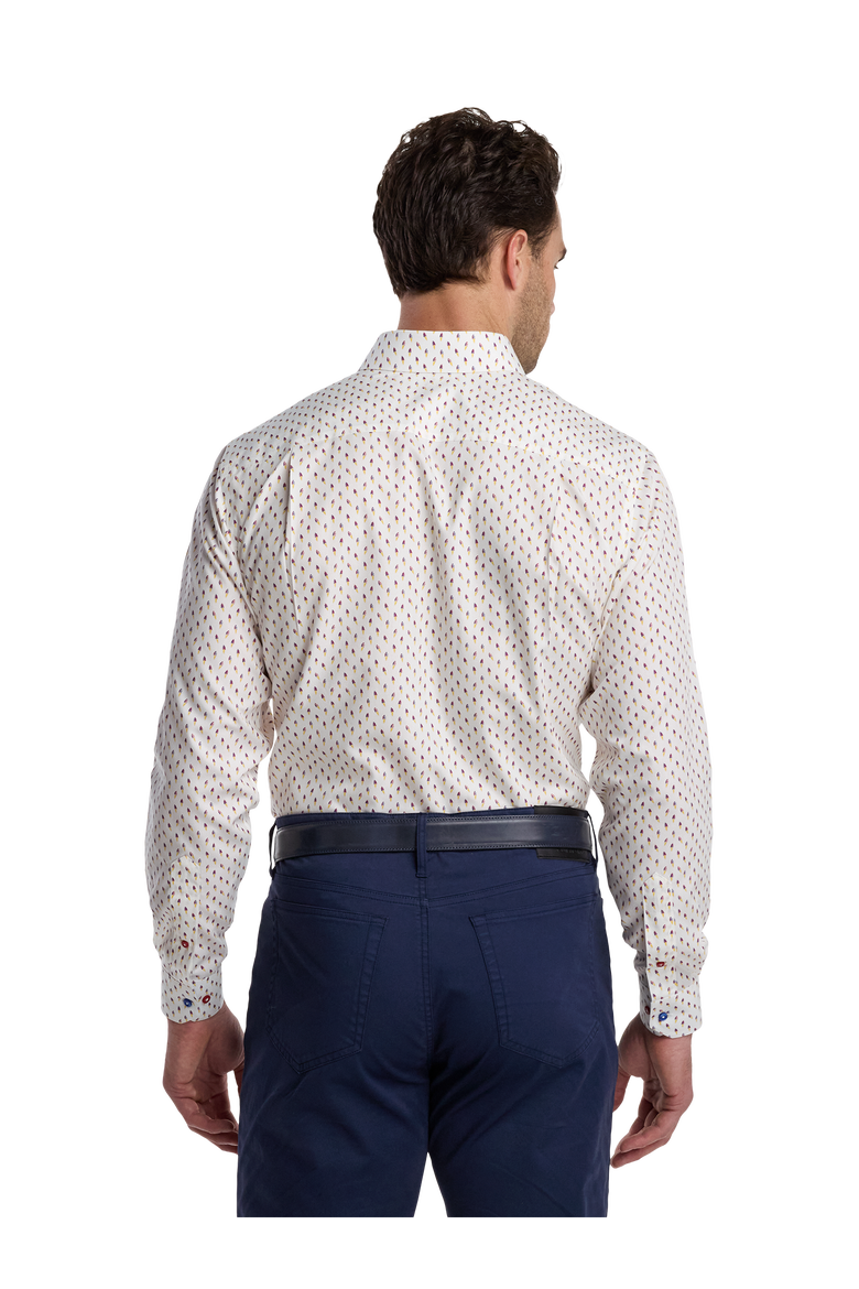 Cotton Point Collar Poplin Classic Contrast Trim Button Cuff Long Sleeve, Alternate, color, White/Blue