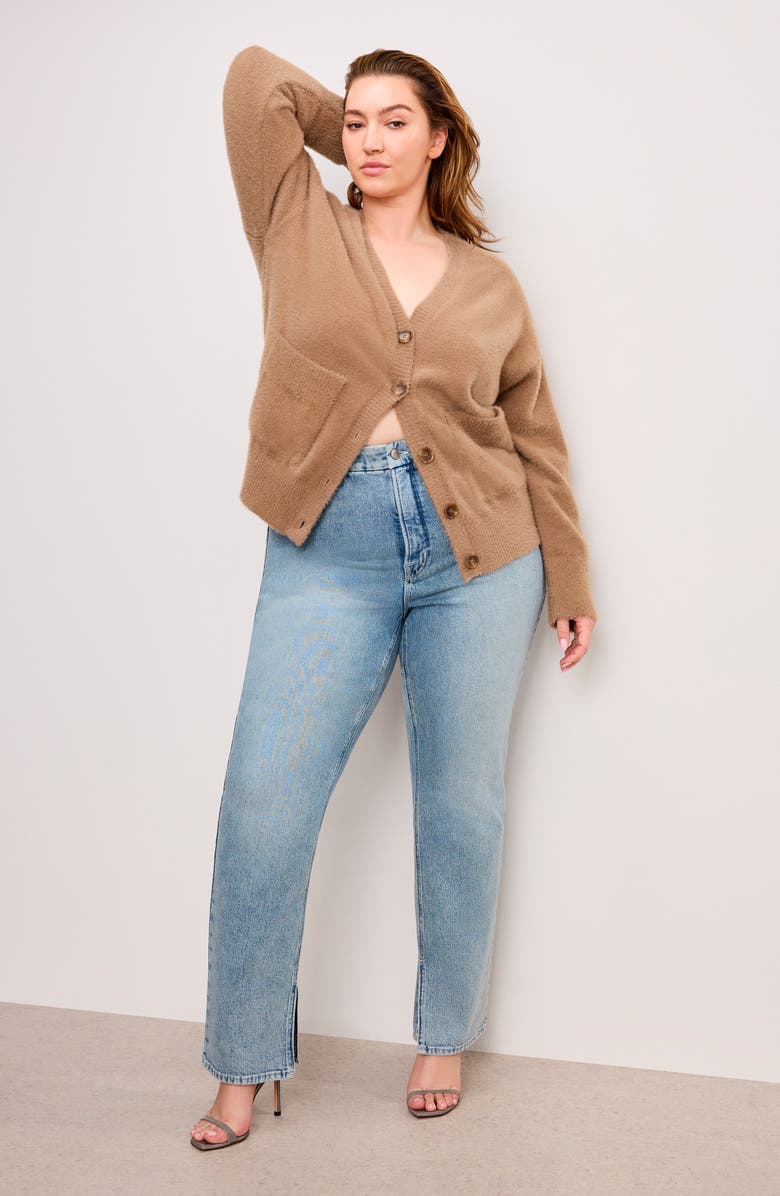 Good American Oversized Cardigan, Alternate, color, Warm Caramel003