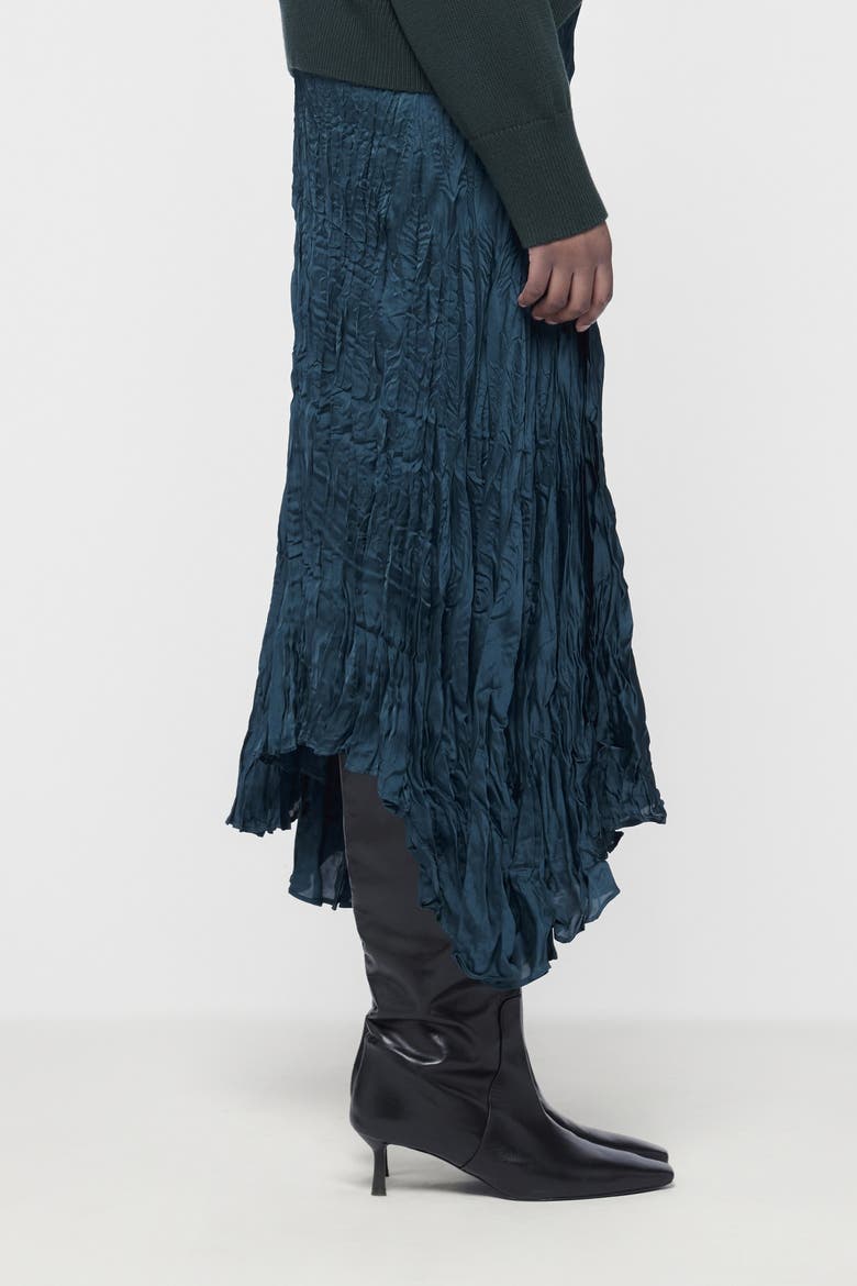 Asymmetric Plisse Skirt, Alternate, color, Green