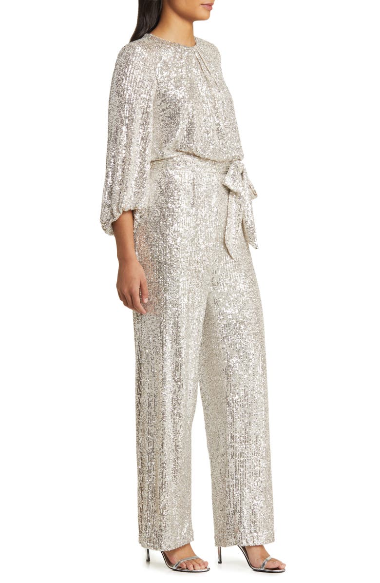 Vince Camuto Sequin Long Sleeve Jumpsuit, Alternate, color, 