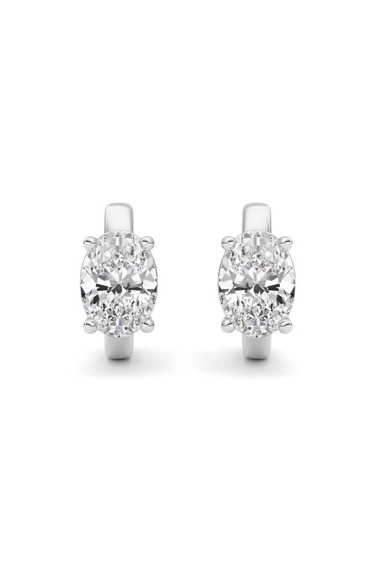 2Ct TW Oval Diamond Hoops 14k Gold Lab Grown Huggie Earrings, Alternate, color, 14k White Gold