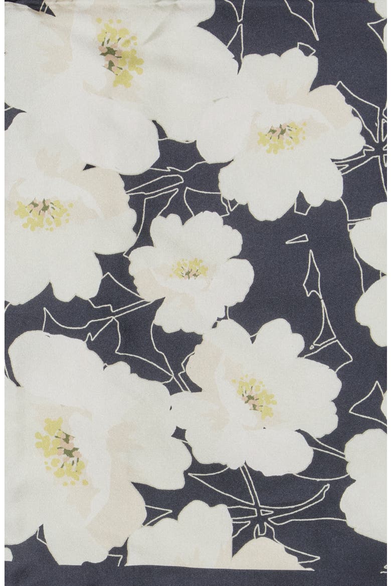 Floral Print Silk Square Scarf, Alternate, color, BLACK