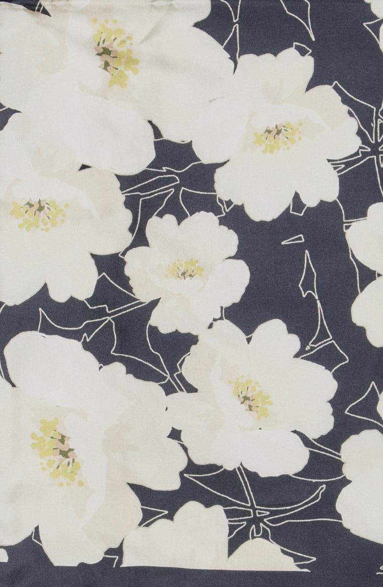 Ted Baker London Floral Print Silk Square Scarf, Alternate, color, Black