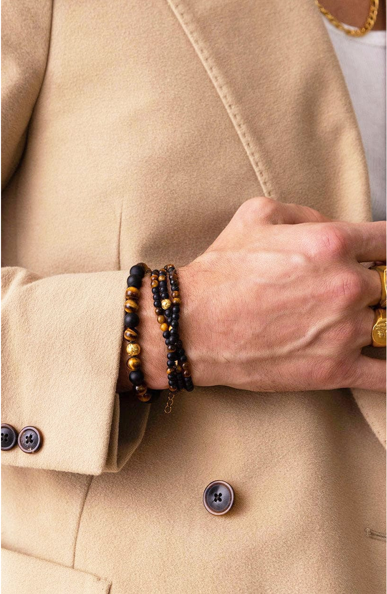 Nialaya Mykonos Wrap Around Bracelet, Alternate, color, Brown Tiger Eye