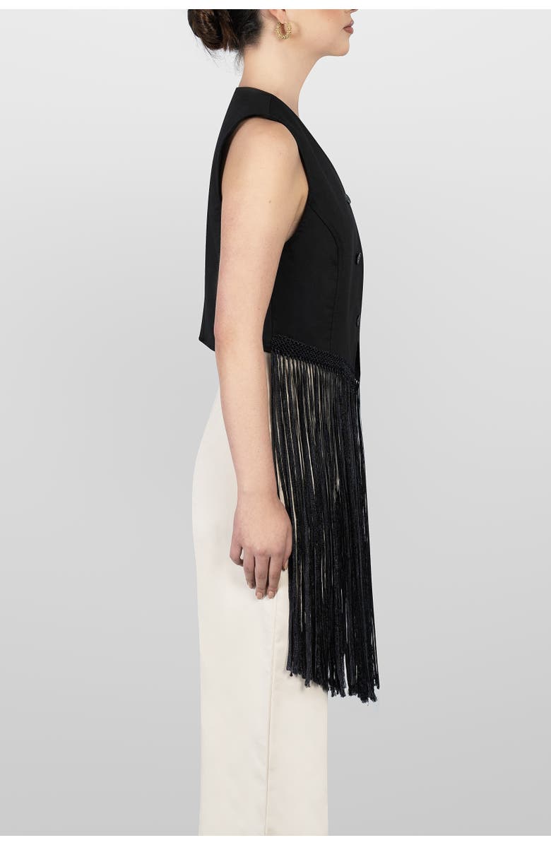 LAURA APARICIO Macrame Gillet Top, Alternate, color, Black
