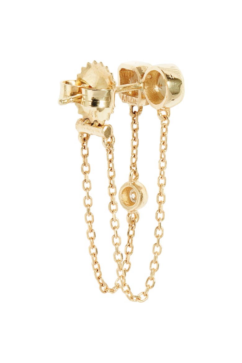 Cléo White Topaz & Diamond Double Chain Stud Earrings, Alternate, color, YELLOW GOLD