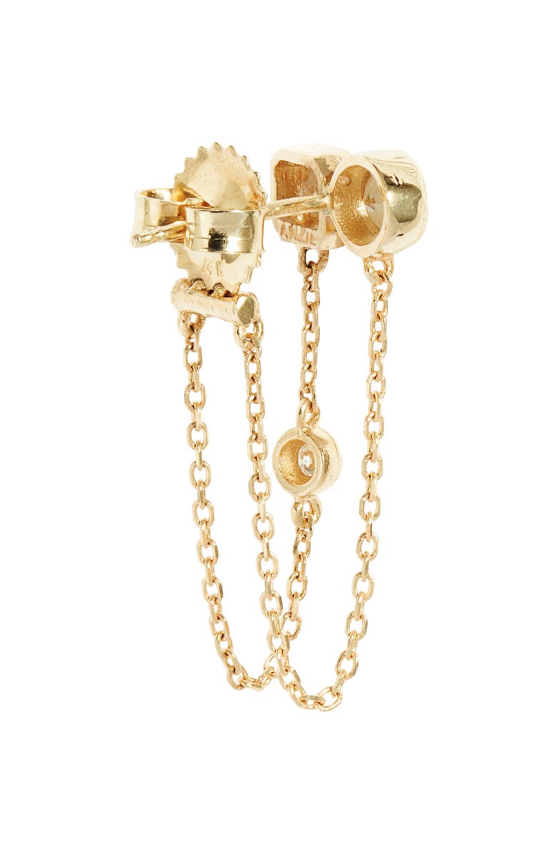 Anzie Cléo White Topaz & Diamond Double Chain Stud Earrings, Alternate, color, Yellow Gold