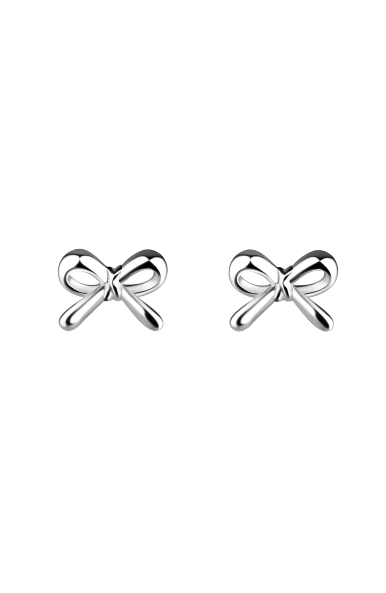 Little Miss Zoe Bow Stud Earrings, Alternate, color, Metallic Silver