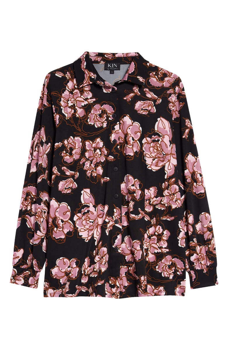 KIN by Kristine Floral Stretch Button-Up Blouse, Alternate, color, 