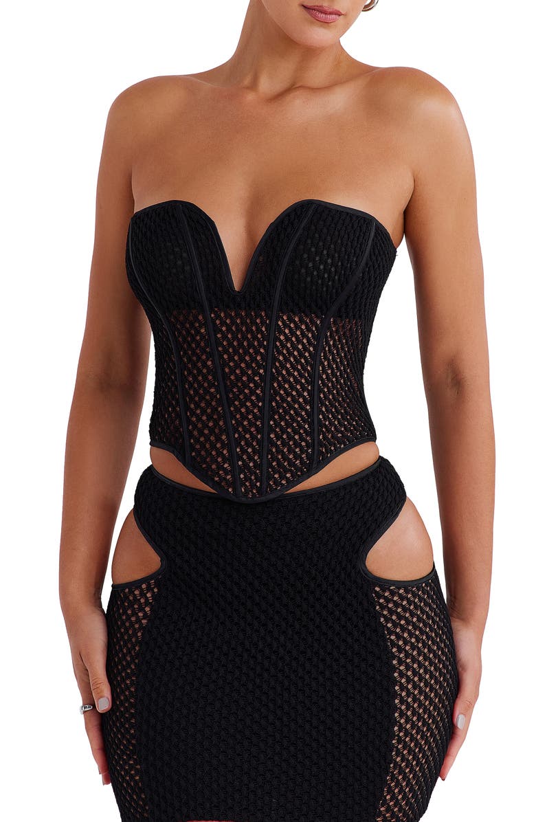 Mistress Rocks Open Knit Corset Top, Main, color, 