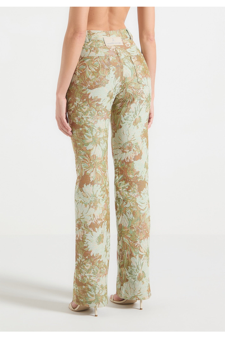 Gia Jacquard High Waist Straight Leg Jeans, Alternate, color, Sage