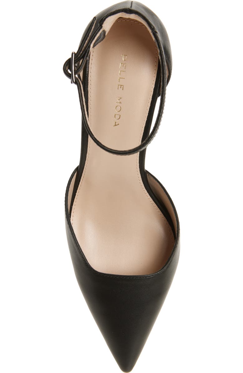 Pelle Moda Kendal Ankle Strap Pointed Toe Kitten Heel Pump, Alternate, color, Black
