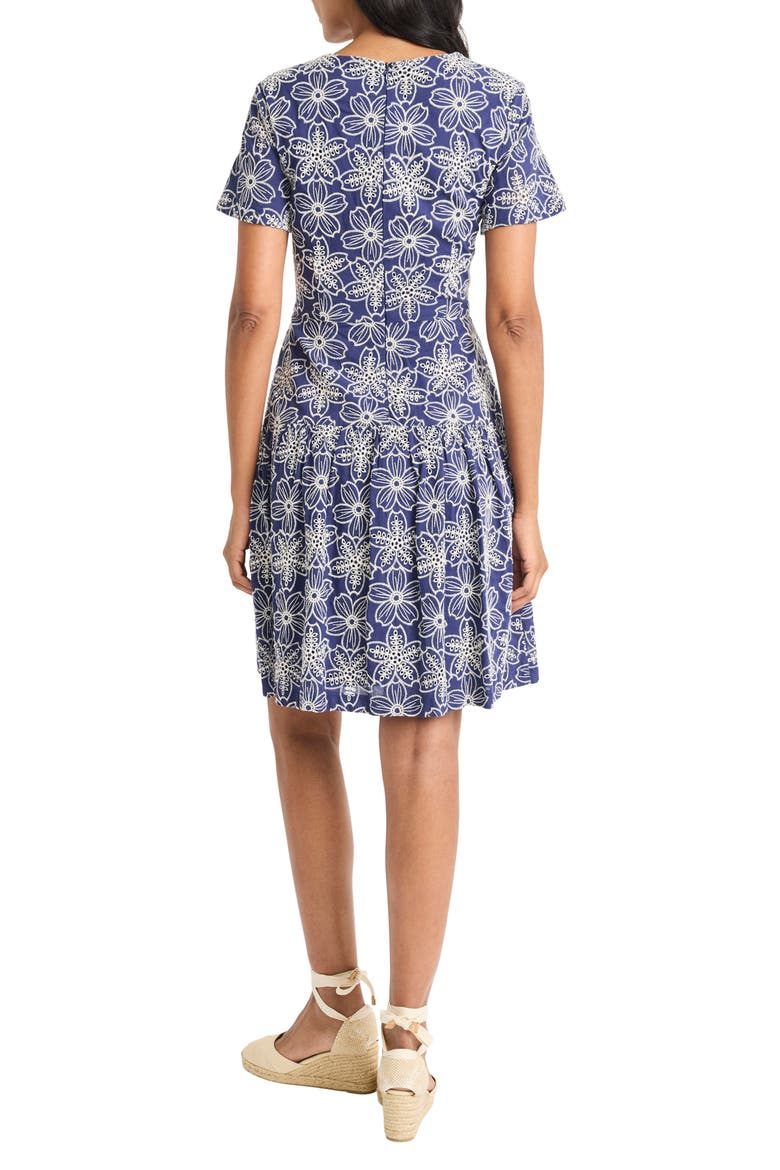 Embroidered Flare Dress, Alternate, color, BLUE/ WHITE