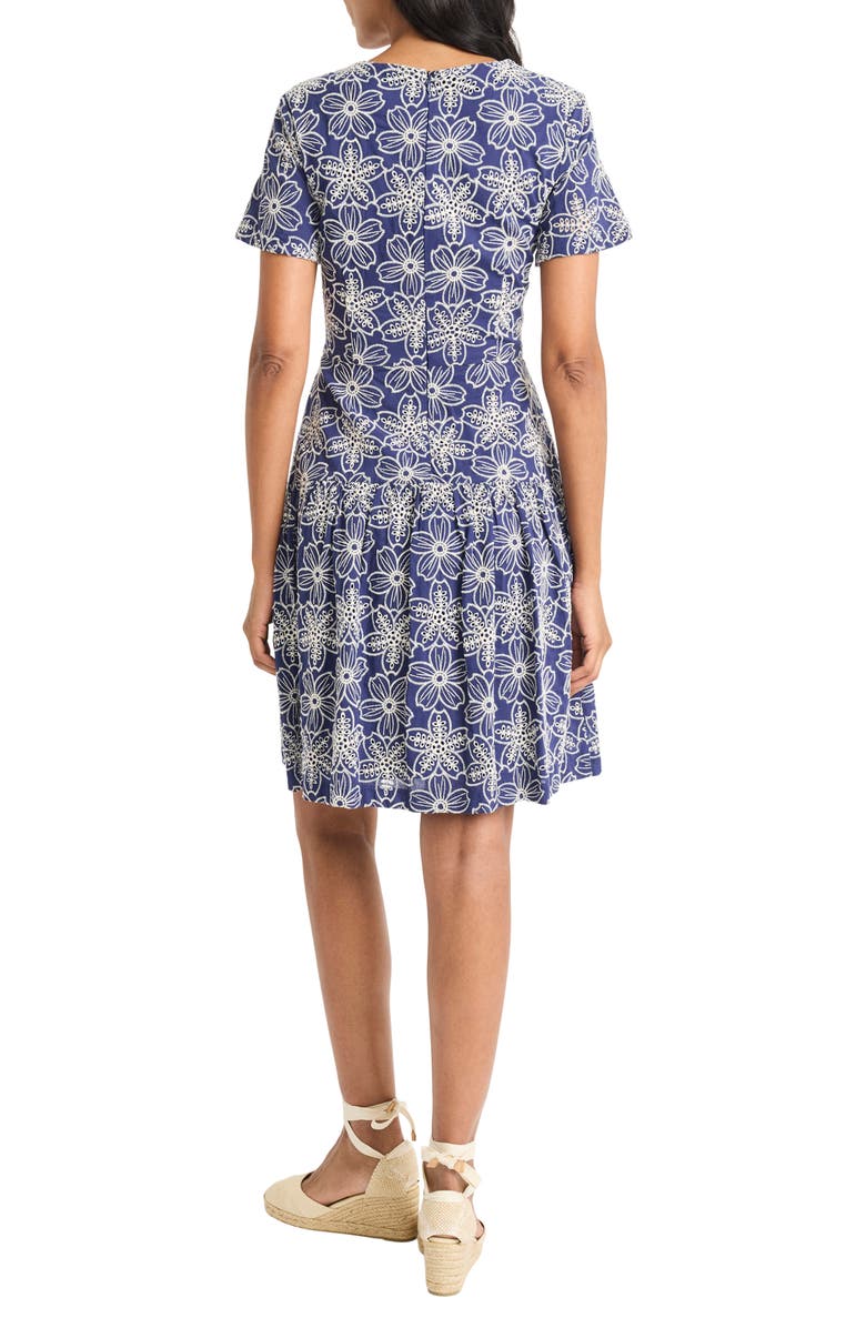 Maggy London Embroidered Flare Dress, Alternate, color, Blue/ White