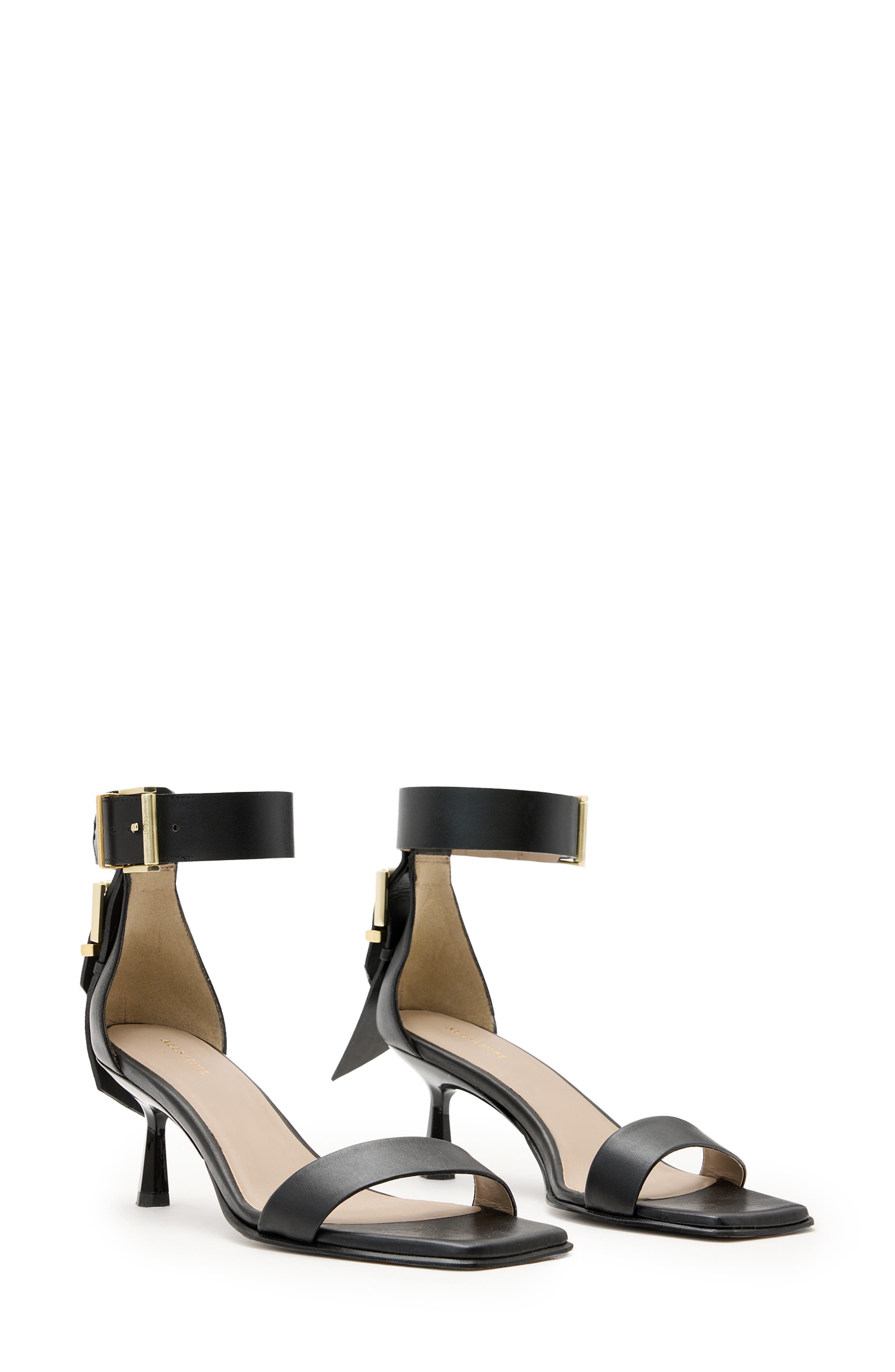 AllSaints Noir Ankle Strap Sandal, Main, color, Black