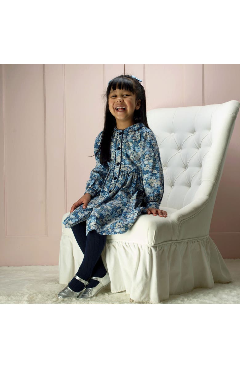 Rachel Riley Blue Floral Button-Front Dress, Alternate, color, Blue