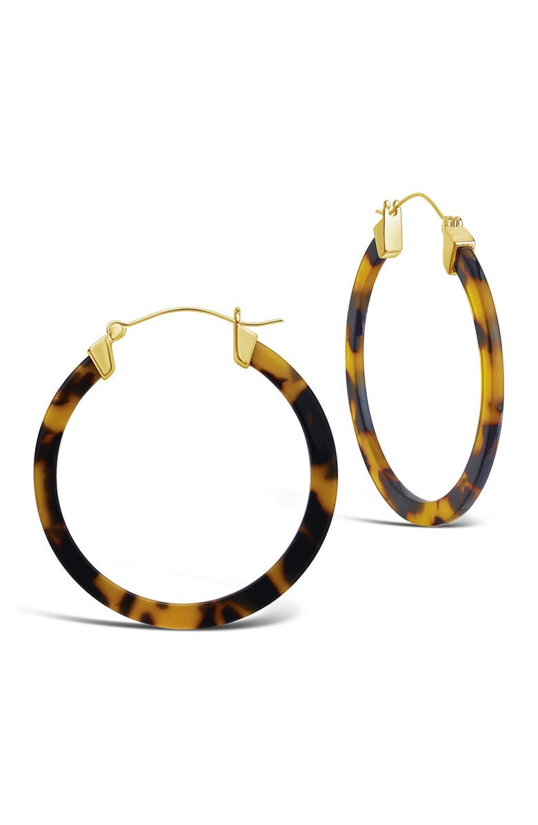 Sterling Forever 50mm Honey Tortoise Acetate Hoop Earrings, Main, color, 