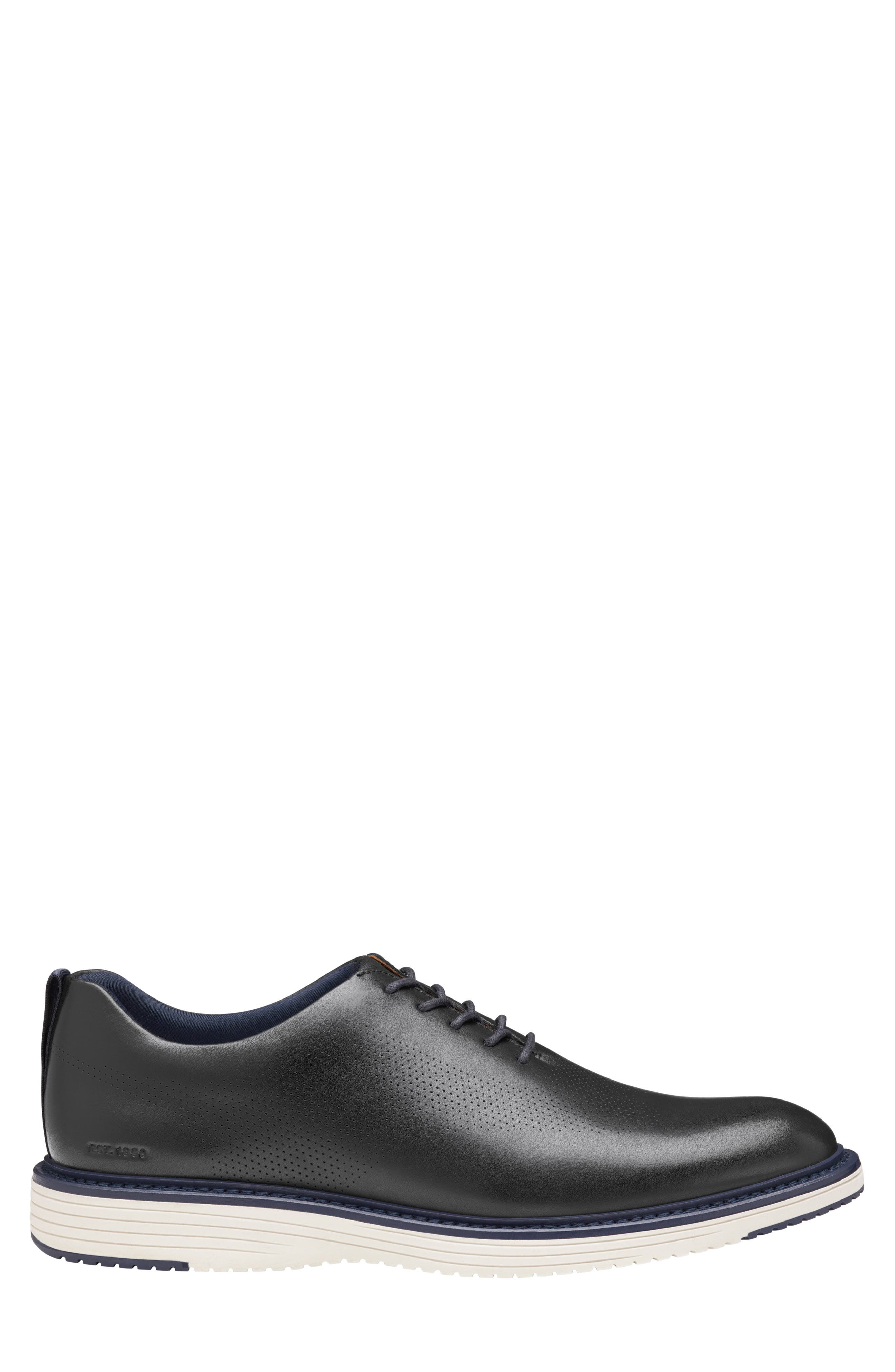 Johnston & Murphy Upton Perforated Plain Toe Oxford, Alternate, color, Black Full Grain