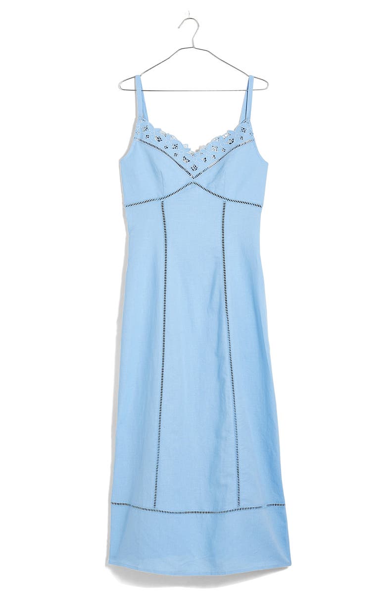 Madewell Sweetheart Neck Linen Blend Dress, Alternate, color, Powder Blue